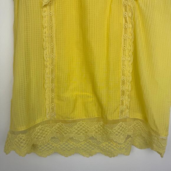 Maeve by Anthropologie Womens Victoria Lace Sleeveless Ruffle Yellow Blouse 4 - Picture 7 of 9